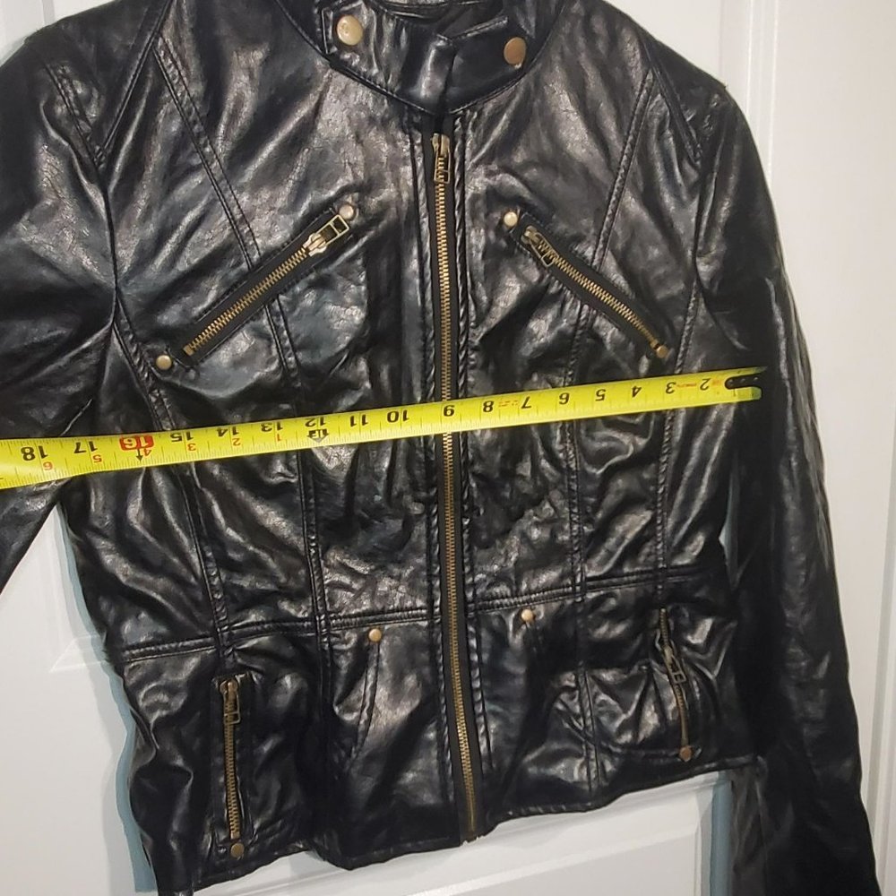 Deb Size Large Sexy Faux Leather Women’s Black Jacket - Picture 3 of 13